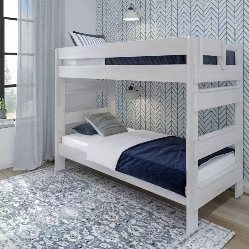 Letto a castello in legno massello Plank+Beam, stile rustico, singolo su singolo, per adulti