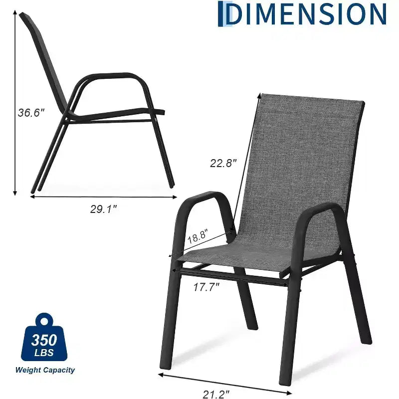 Sedie da patio, Set di 4/6 sedie da pranzo impilabili per esterni in textilene leggero per tutte le stagioni con braccioli per giardino, bordo piscina