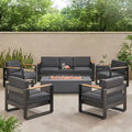 Set da conversazione per 7 persone con focolare Giovanna Outdoor in alluminio di Christopher Knight Home