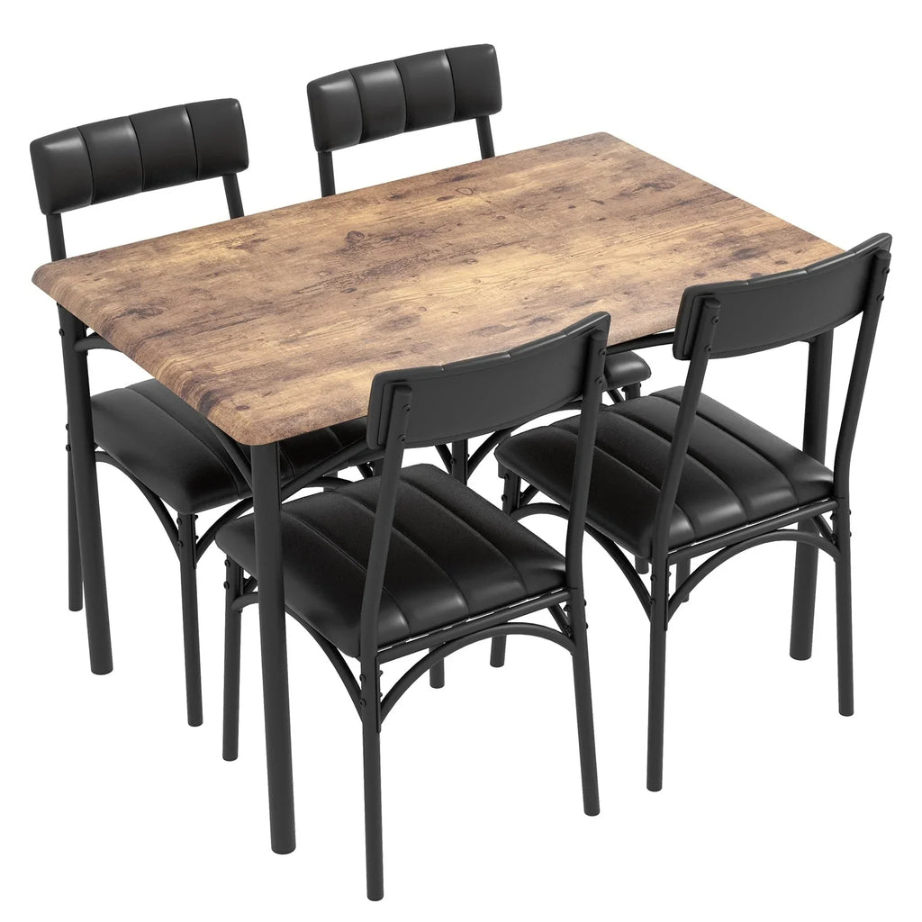 Set da pranzo rettangolare per 4 con sedie imbottite