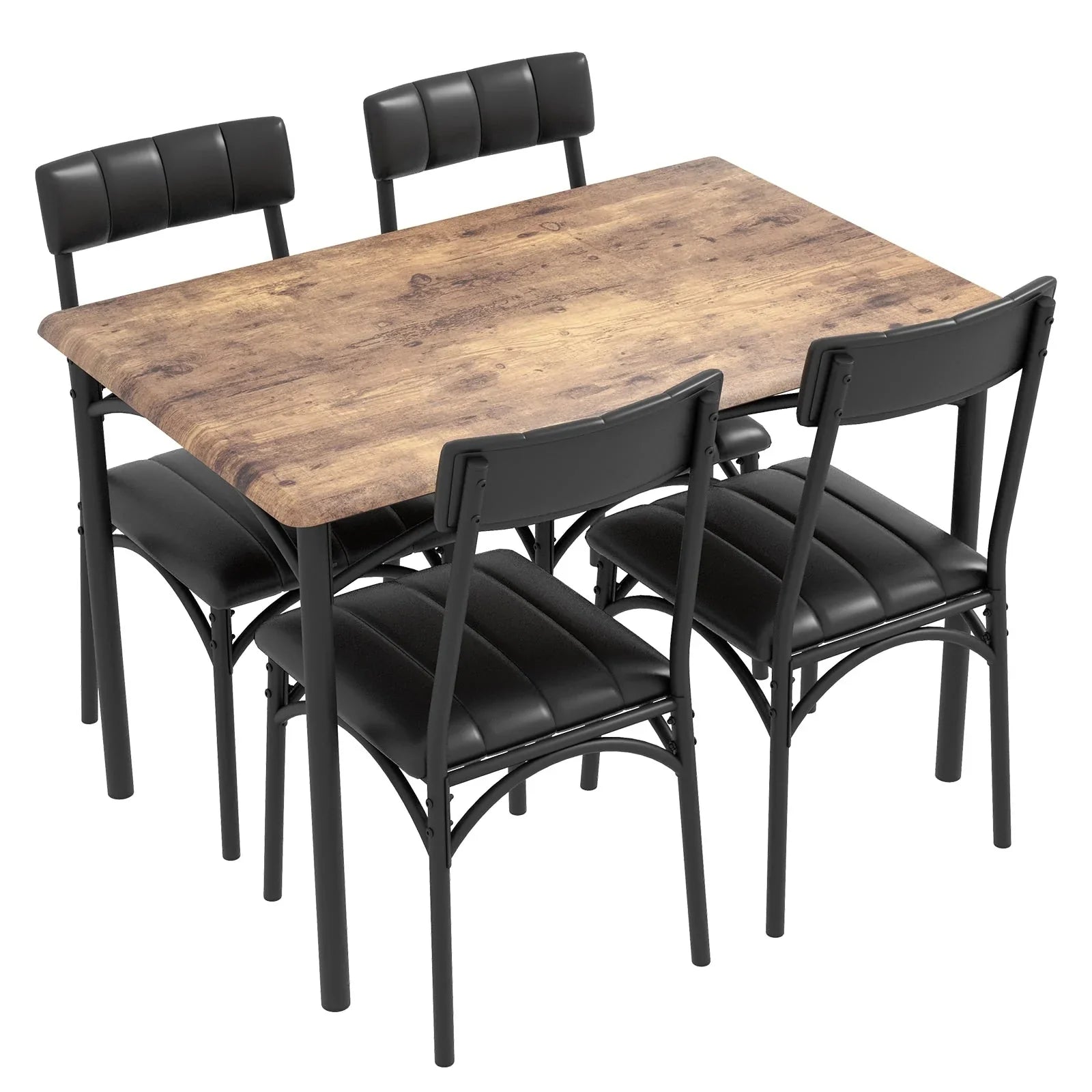 Set da pranzo rettangolare per 4 con sedie imbottite