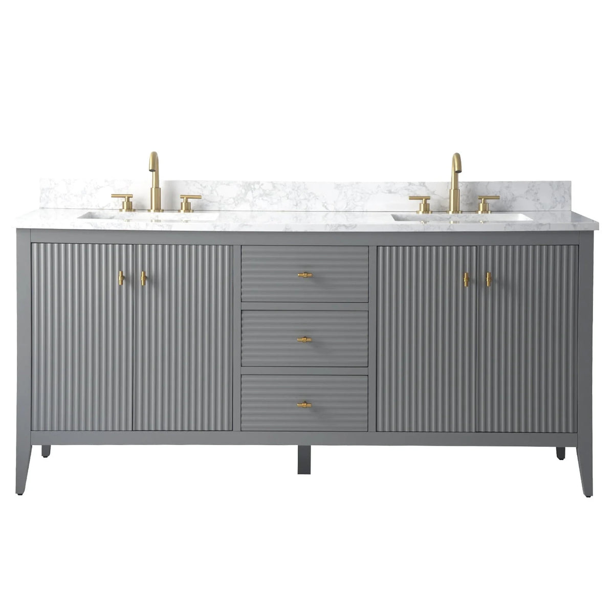 Mobile lavabo doppio Vanity Art 72 per bagno con piano in marmo composito