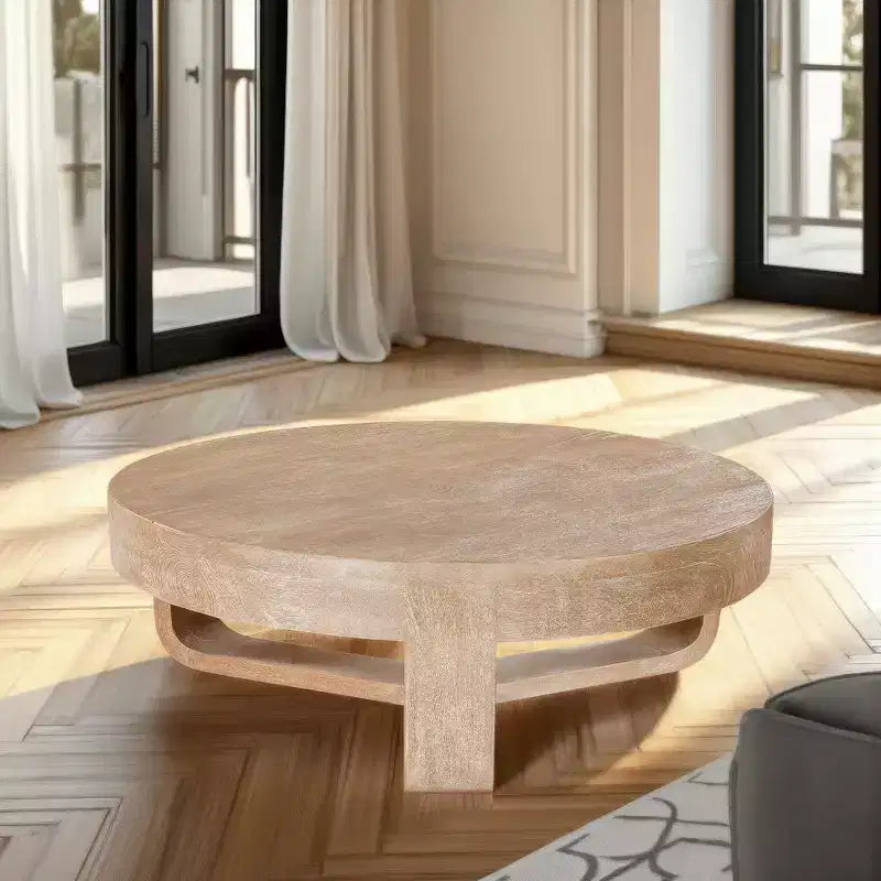 Tavolino da caffè Royal Hampton rotondo da 32 pollici con base a slitta aperta