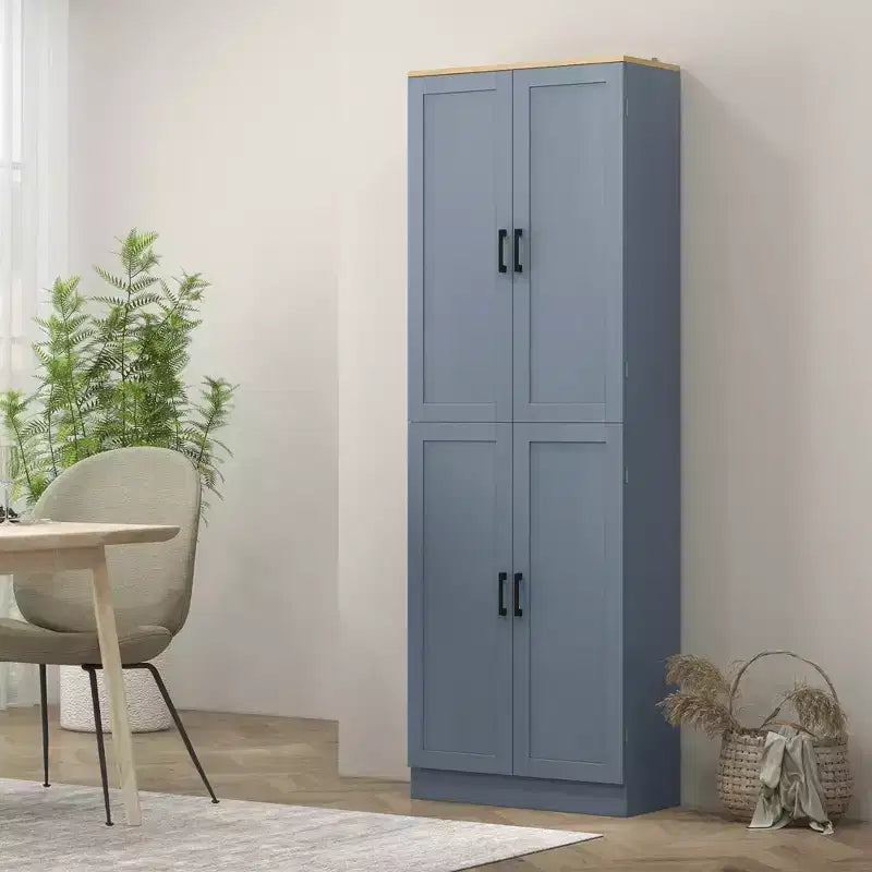 HOMCOM 67 Dispensa da Cucina Autoportante, Armadio Contenitore a 4 Ante con Ripiani e Ante Regolabili