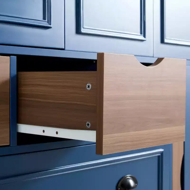 Whisen Armadio Dispensa per Cucina Autoportante Alto 180 cm, Grande Credenza Contenitore per Sala da Pranzo con 4 Ante Pieghevoli, Ripiani, Portabottiglie