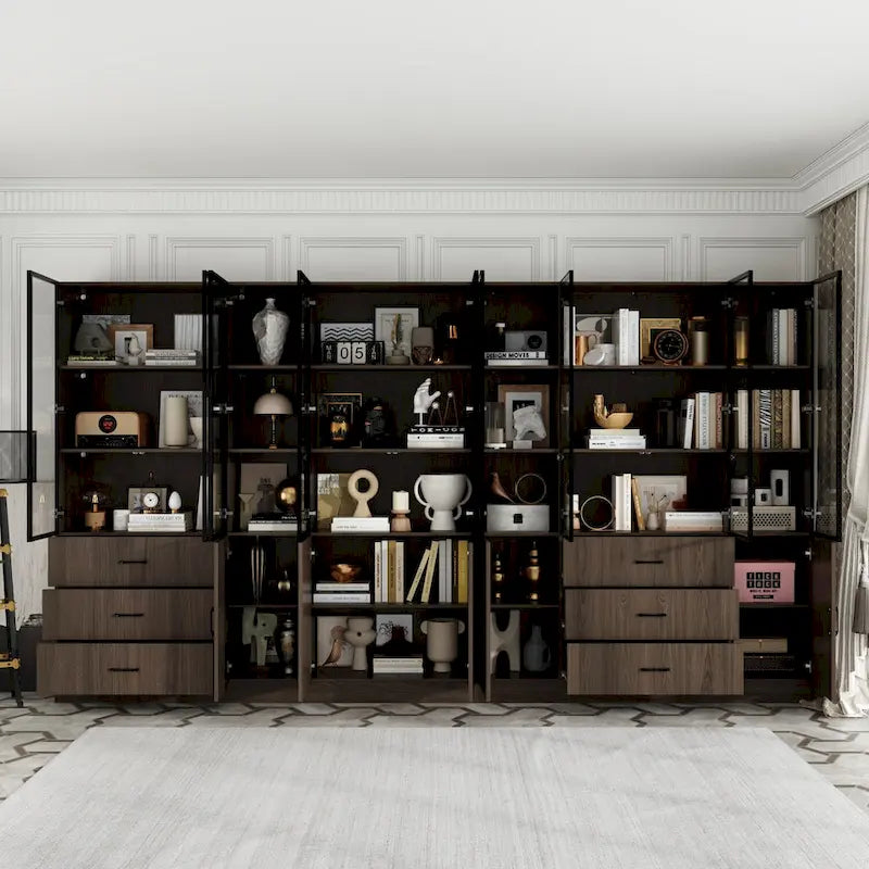Vetrinetta illuminata personalizzabile in alluminio e vetro per buffet/libreria