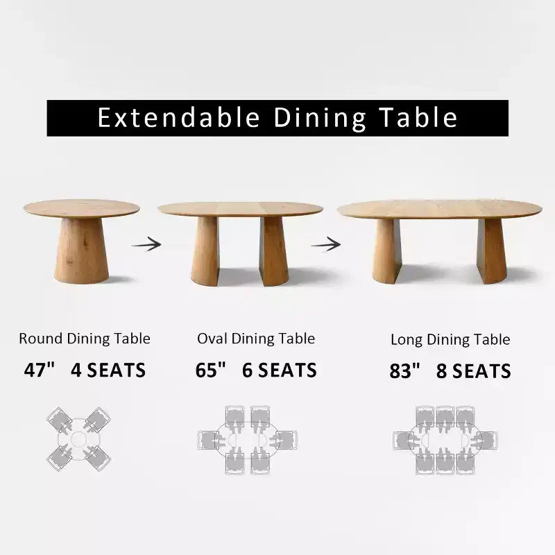 Set Tavolo da Pranzo Rotondo Espandibile a Ovale con 4 Poltroncine in Velluto, Design Moderno con Base a Piedistallo, Posti a Sedere Fino a 8 Persone-Panipeachy