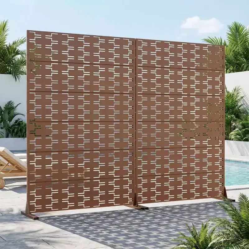 Divisorio MAYEERTY Brick 01 marrone in acciaio zincato, 72x47x16, schermo per la privacy a doppia faccia in 6 pezzi antiruggine