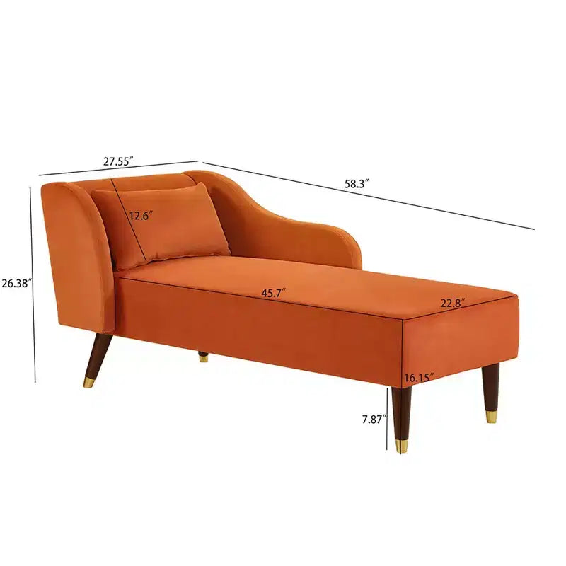 Chaise Longue Moderna in Velluto, Chaise Longue Imbottita con Bracciolo Curvo, Divano Letto per Camera da Letto, Ufficio, Soggiorno