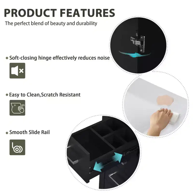 Mobile bagno 30 pollici con lavabo singolo, armadietto e 3 cassetti – Nero / Blu / Verde / Indaco / Bianco