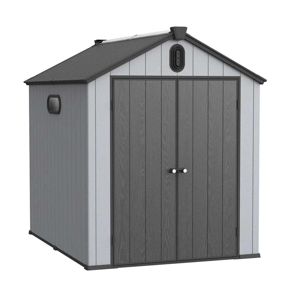 Casetta da giardino in resina per esterni, in plastica, per tutte le stagioni, con pavimento, 6 x 4 piedi/6 x 8 piedi/8 x 6 piedi/8 x 10 piedi, Spire Tool Shed