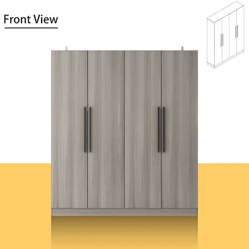 Armadio moderno freestanding in legno massiccio con ripiani