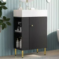 21.6 Mobile da bagno bianco, Mobile combinato, Armadietto contenitore per bagno, Lavabo singolo in ceramica, Vano contenitore a sinistra