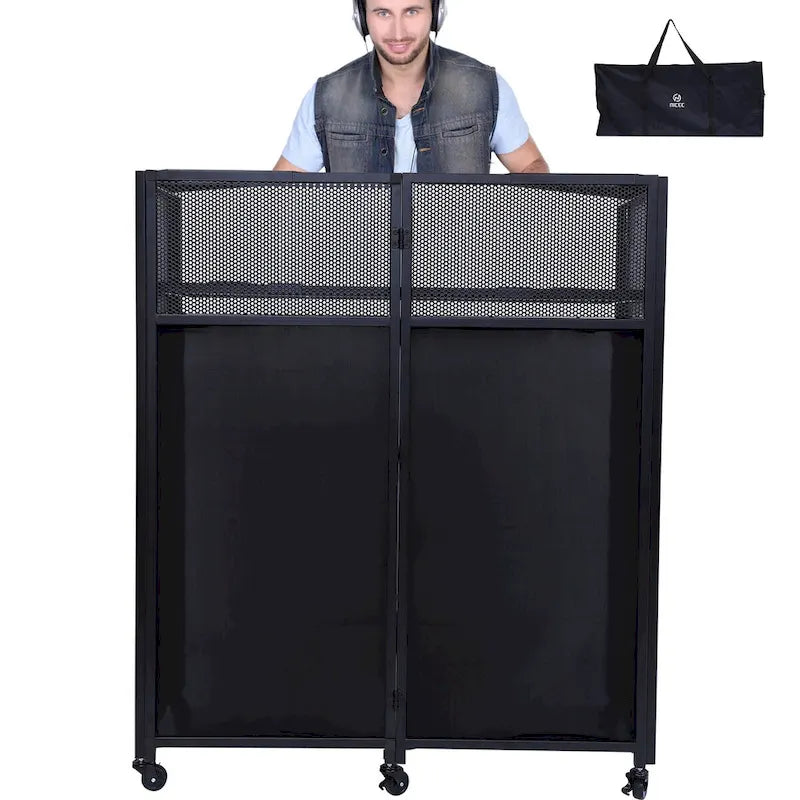 Set Tavolo per DJ Portatile con Tessuti di Copertura Illuminati Integrati, Robusta Custodia per il Trasporto e Dimensioni Compatte di 101x51 cm