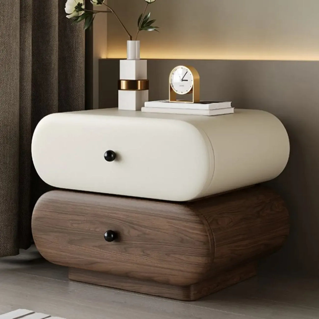 Comodino moderno bicolore con cassetti contenitori
