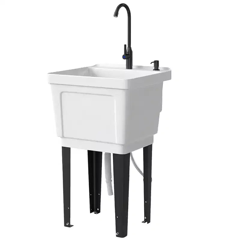 Lavatoio portatile con vasca, lavandino indipendente con rubinetto, dispenser sapone e tubi flessibili