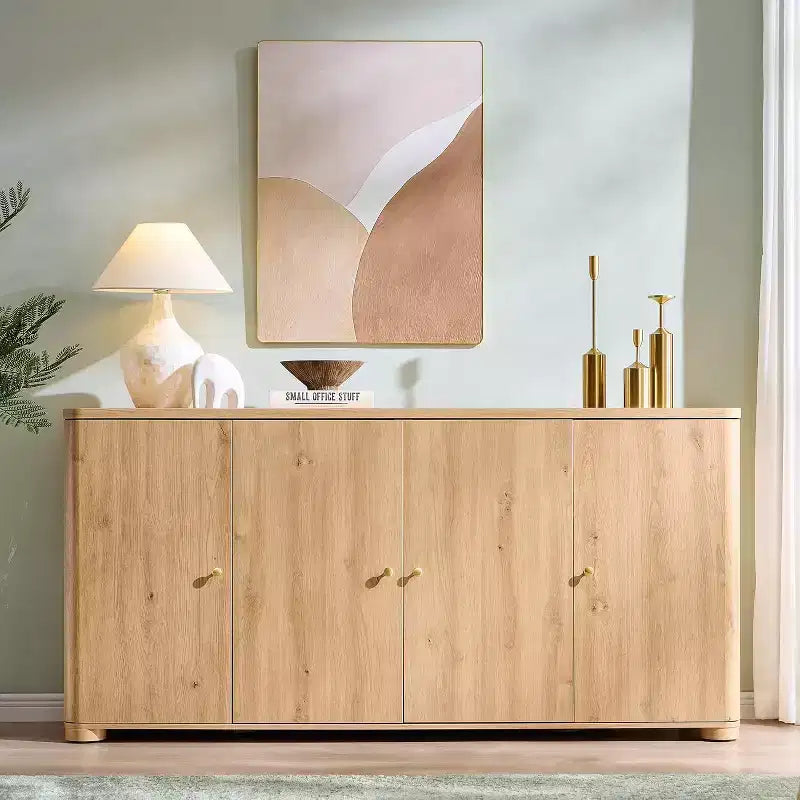 Credenza a Buffet da Cucina con 4 Ante e Ripiani, Credenza Moderna Grande, Mobile Contenitore per Bar Caffè da 66 Pollici