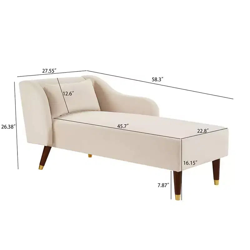 Chaise Longue Moderna in Velluto, Chaise Longue Imbottita con Bracciolo Curvo, Divano Letto per Camera da Letto, Ufficio, Soggiorno