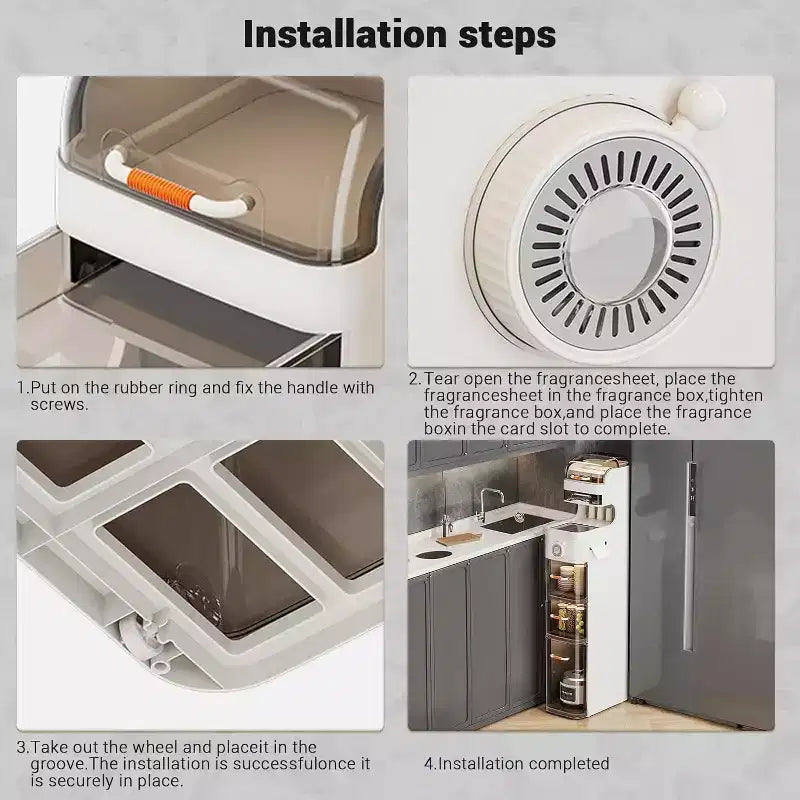 Mobiletto Bagno Sottile, Armadietto Stretto a 7 Ripiani - con Organizer Impermeabili, Porta Fazzoletti e Ruote, Ideale per Bagno, Cucina, Lavanderia