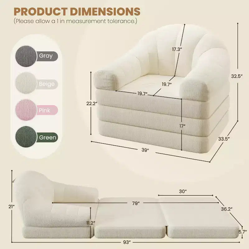 Yaheetech Divano Letto Pieghevole 2-in-1 Poltrona Letto Pieghevole per Soggiorno, Camera da Letto
