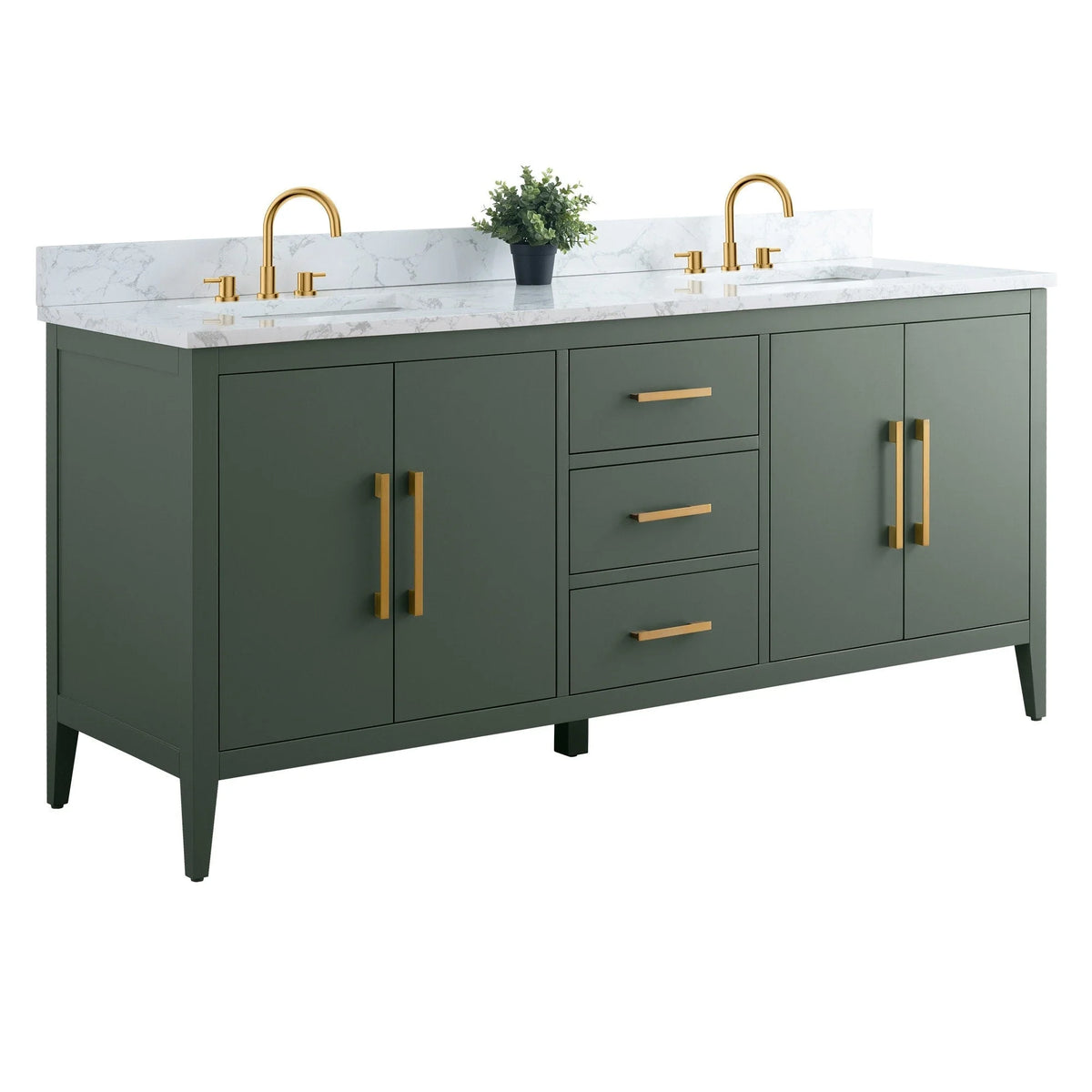 Mobile lavabo doppio Vanity Art 72 per bagno con piano in marmo composito