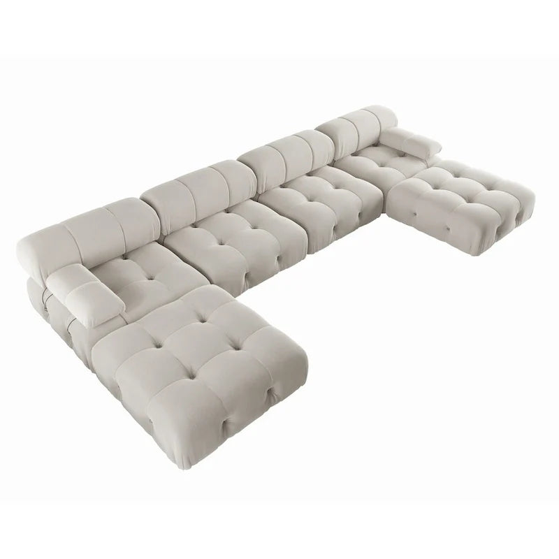 138 Divano componibile convertibile, Divani U-Shape in velluto minimalista