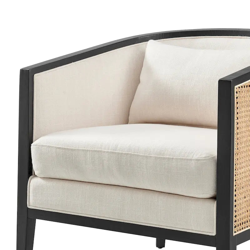 Poltrona d'Appoggio in Lino Tillman con Rattan