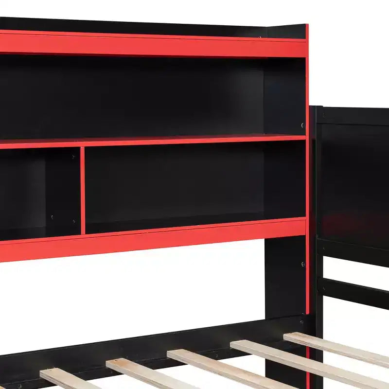 Daybed da gioco completo/queen size con testiera libreria, luci LED, scrivania integrata, cassetti e stazione di ricarica