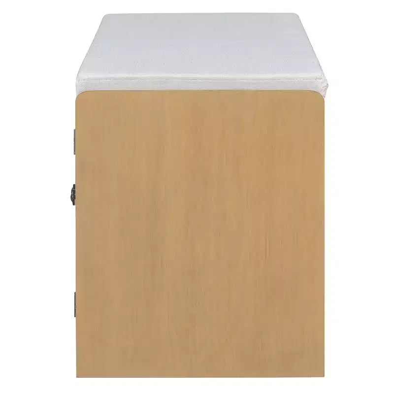 Banc de rangement rustique en bois Whisen, banc à chaussures d'entrée avec coussin amovible, étagères réglables