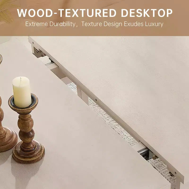 Set da Pranzo Moderno - Tavolo 80" + 6 Sedie Imbottite, Struttura in Legno Massello, Capacità Tavolo 400 libbre, Facile Montaggio