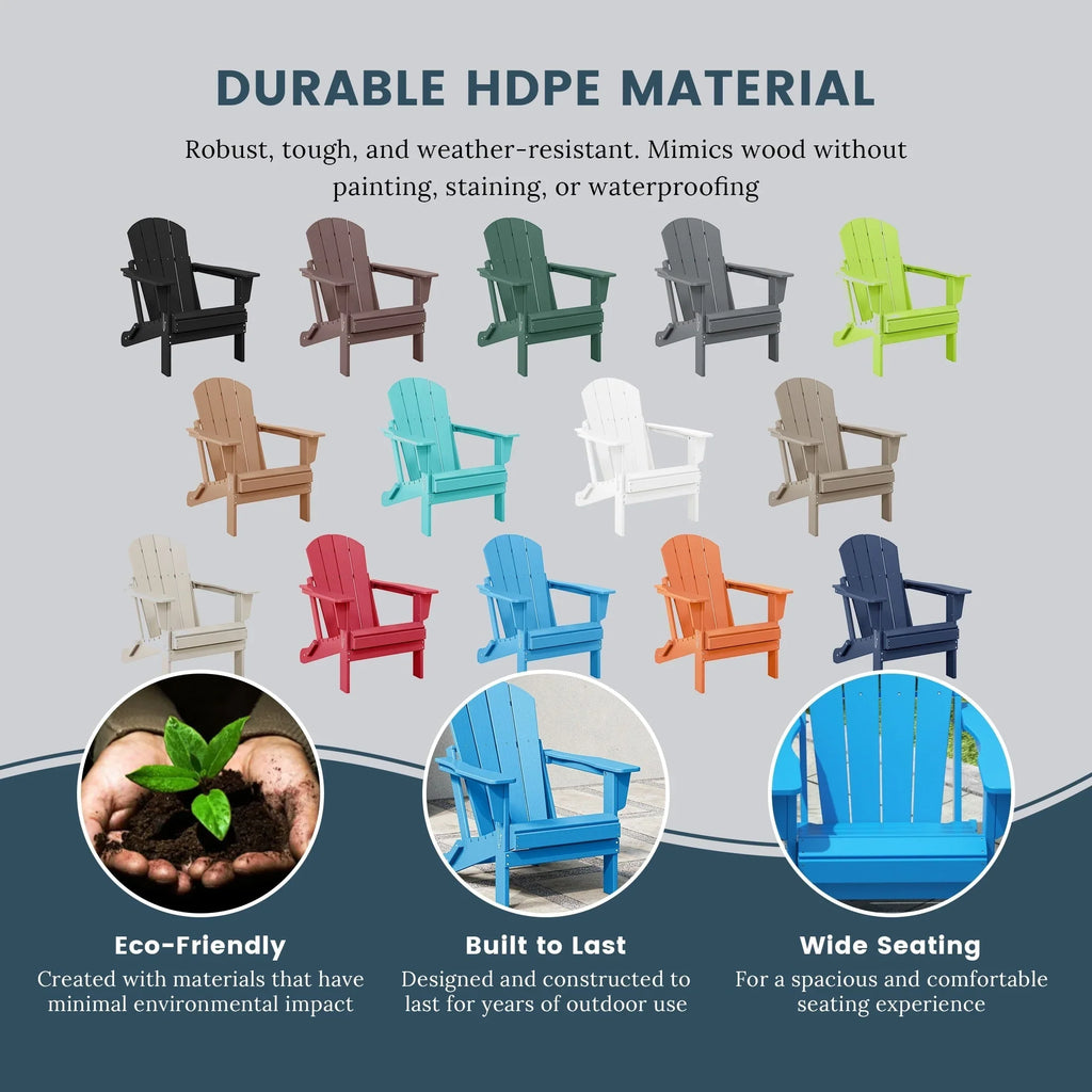 Polytrends Laguna Sedia Adirondack Pieghevole da Esterno per Patio Resistente allo Sbiadimento e alle Intemperie