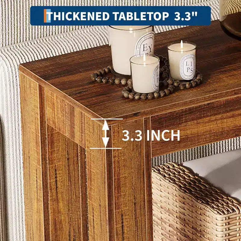 Tavolino console da ingresso a 63 pollici con 2 cassetti, tavolo da divano stretto in legno per soggiorno, corridoio o foyer, tavolino contenitore d'accento