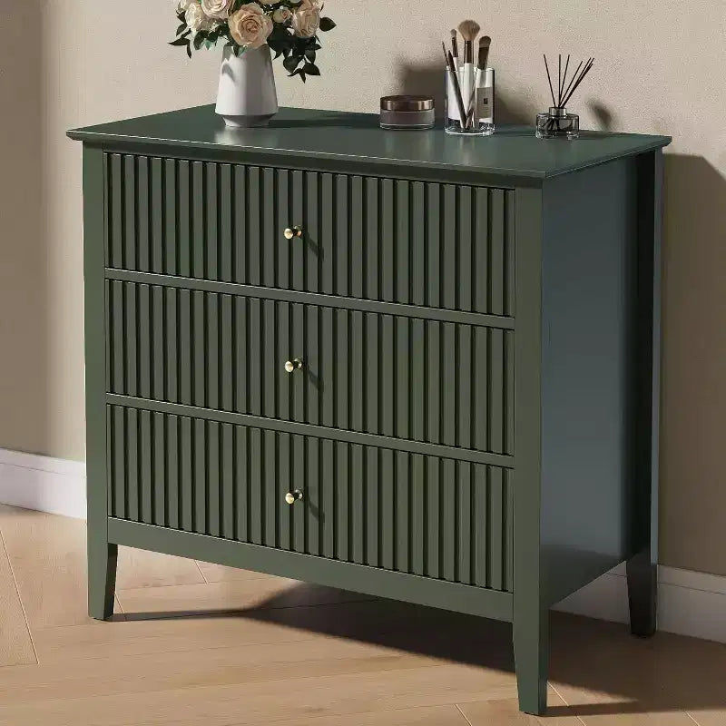 Heynemo Commode 3 Tiroirs, Table de Chevet en Bois Peint de 76 cm de Haut avec Rangement, Grande Commode Moderne avec Coulisses à Roulement à Billes