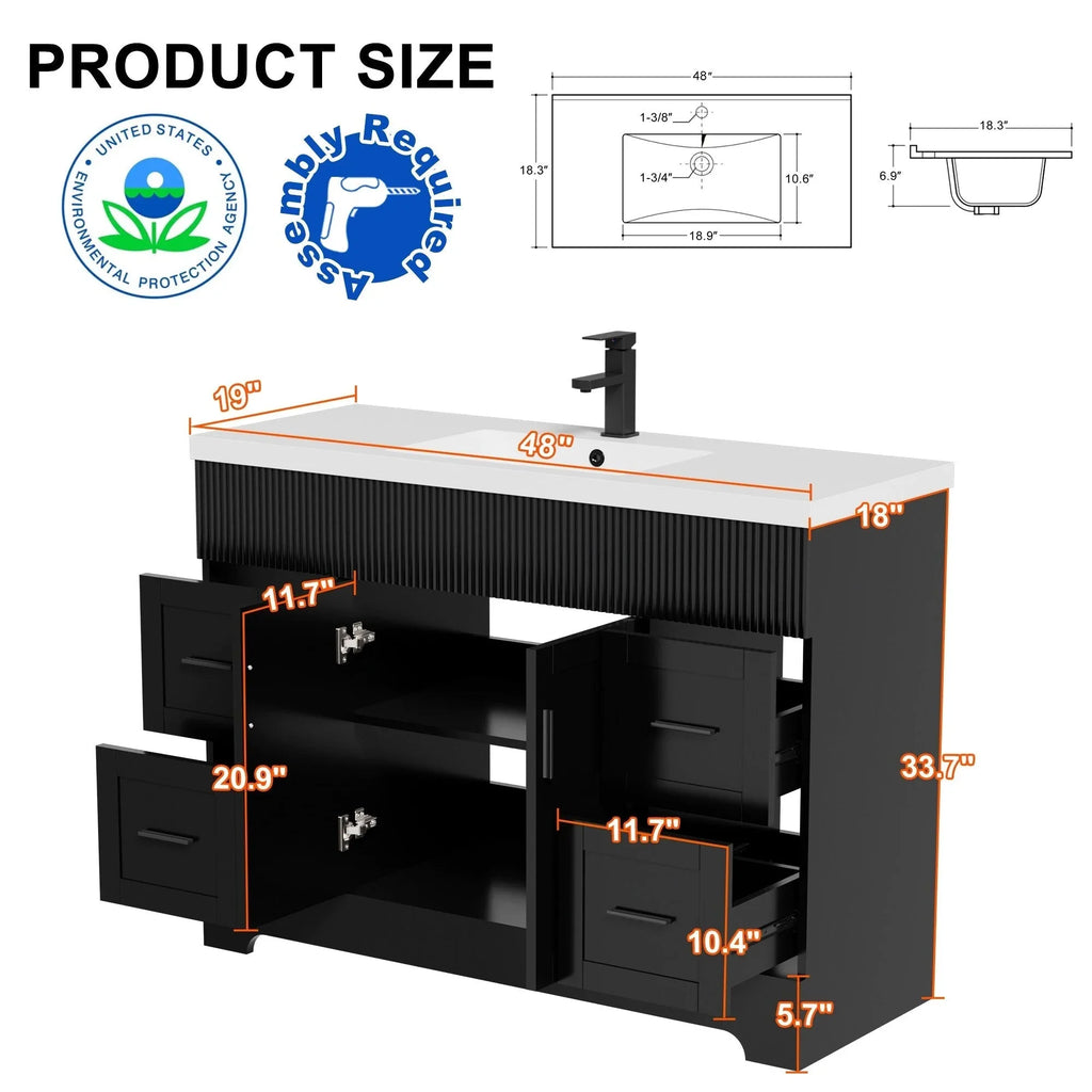 Mobile bagno 30/36/48 Wavy Line con lavabo e rubinetto