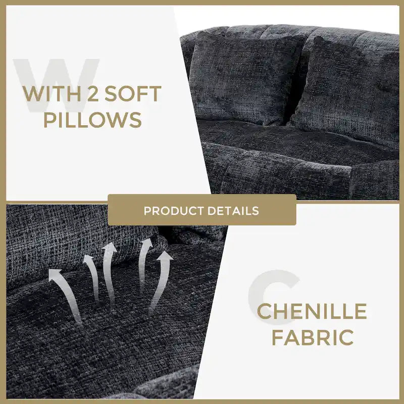 GDFStudio - Divano Pigro a 2 Posti Laurel Chenille con Schiuma ad Alta Densità e Comfort Extra Large