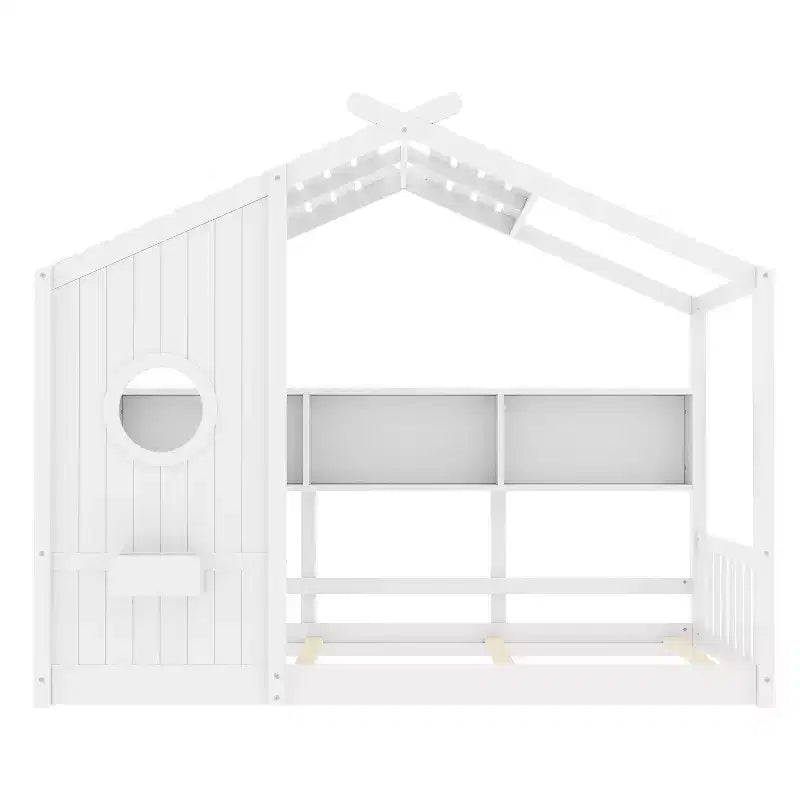 Struttura Letto a Piattaforma per Bambini Doppia/Matrimoniale Letto da Terra per Bambini Letto Montessori Letto a Casetta con Ripiano Portaoggetti - ModernLuxe