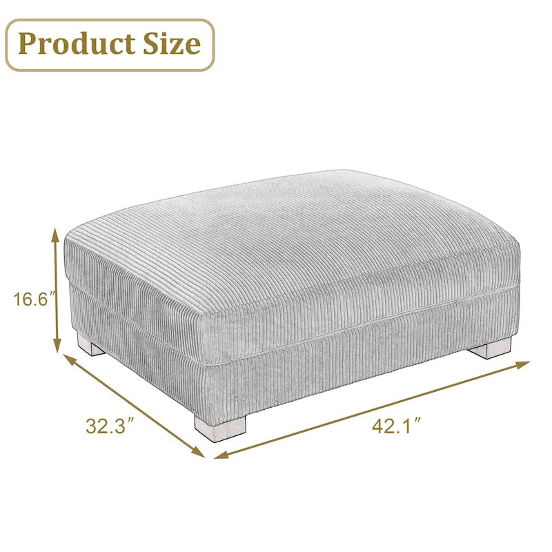 Pouf poggiapiedi oversize in velluto a coste moderno