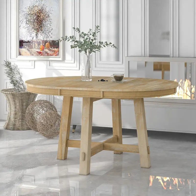 Tavolo da pranzo allungabile rotondo da cascina con 16 inserti in legno per cucina