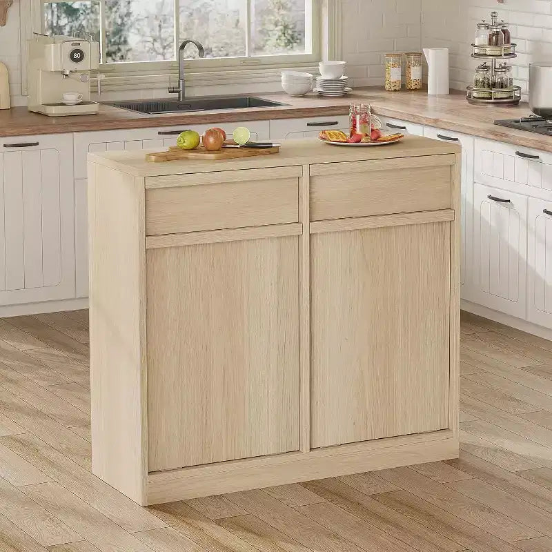 Pattumiera Inclinabile, Rovere Naturale, Pattumiera con Contenitore e Cassetto, Cestino Nascosto, Cesto Portabiancheria per Cucina, Sala da Pranzo, Soggiorno