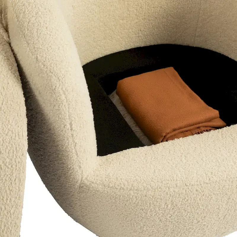 Poltrona Girevole Imbottita a Botte con Contenitore, Sedia Moderna da Salotto per Camera da Letto/Ufficio/Zone Lettura