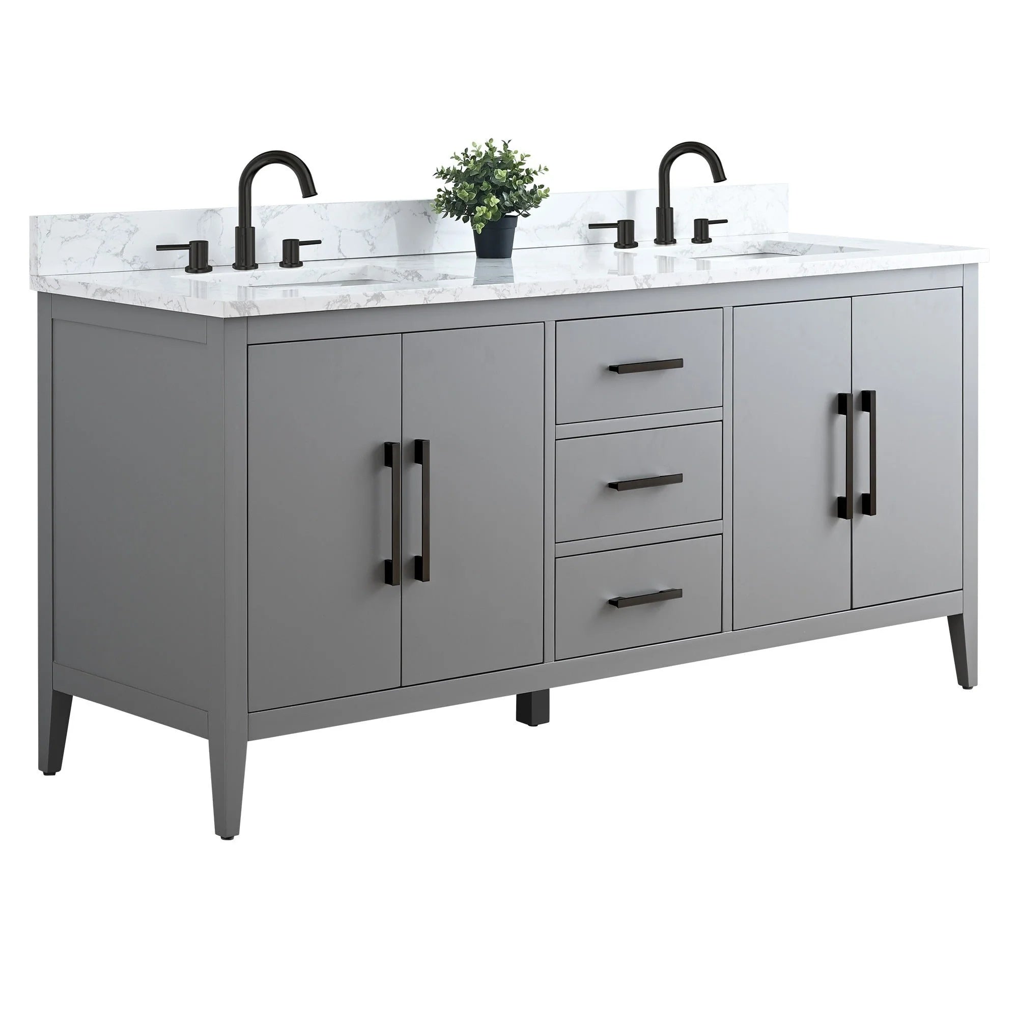 Mobile lavabo doppio Vanity Art 72 per bagno con piano in marmo composito