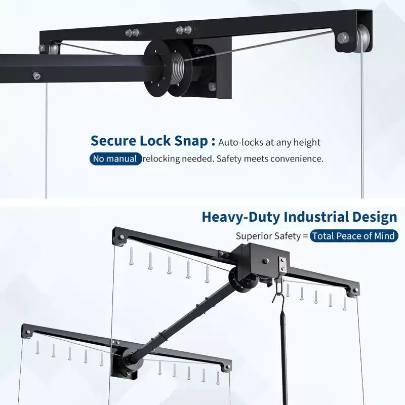 Scaffale pensile regolabile per garage per impieghi gravosi, montaggio a soffitto con blocco di sicurezza, capacità di 113 kg per contenitori, attrezzi, biciclette e garage
