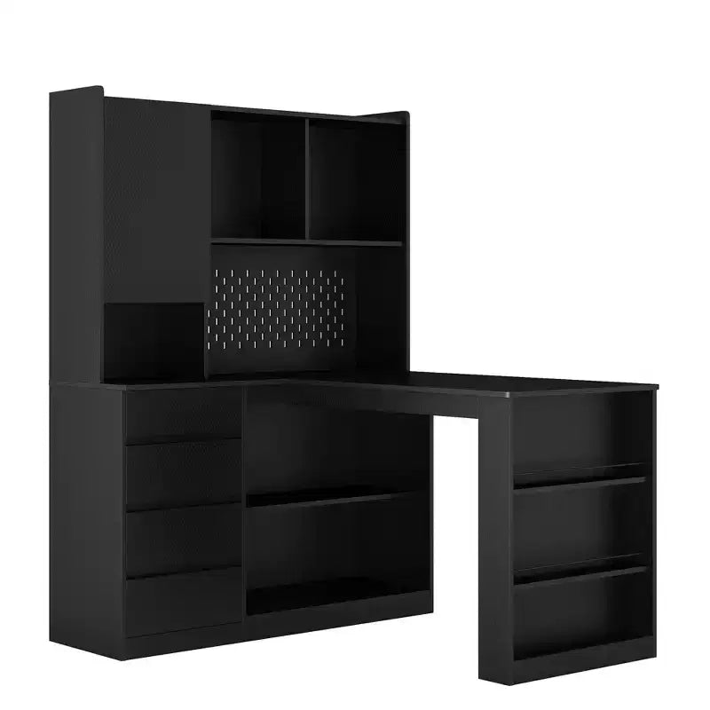 Scrivania ad angolo a L da 46 pollici con libreria e cassetti