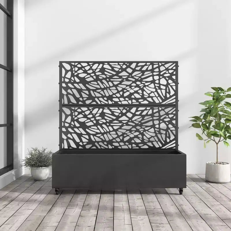 MAYEERTY Fioriera con traliccio in ferro nero Rete Stile 01 72x47x16in Set da 3 pezzi