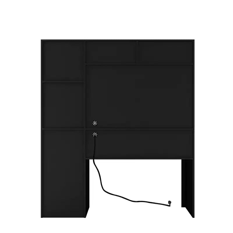 Scrivania moderna da 130 cm con libreria e scaffali, scrivania da ufficio con ampio spazio di archiviazione, scrivania per studio, sala lettura