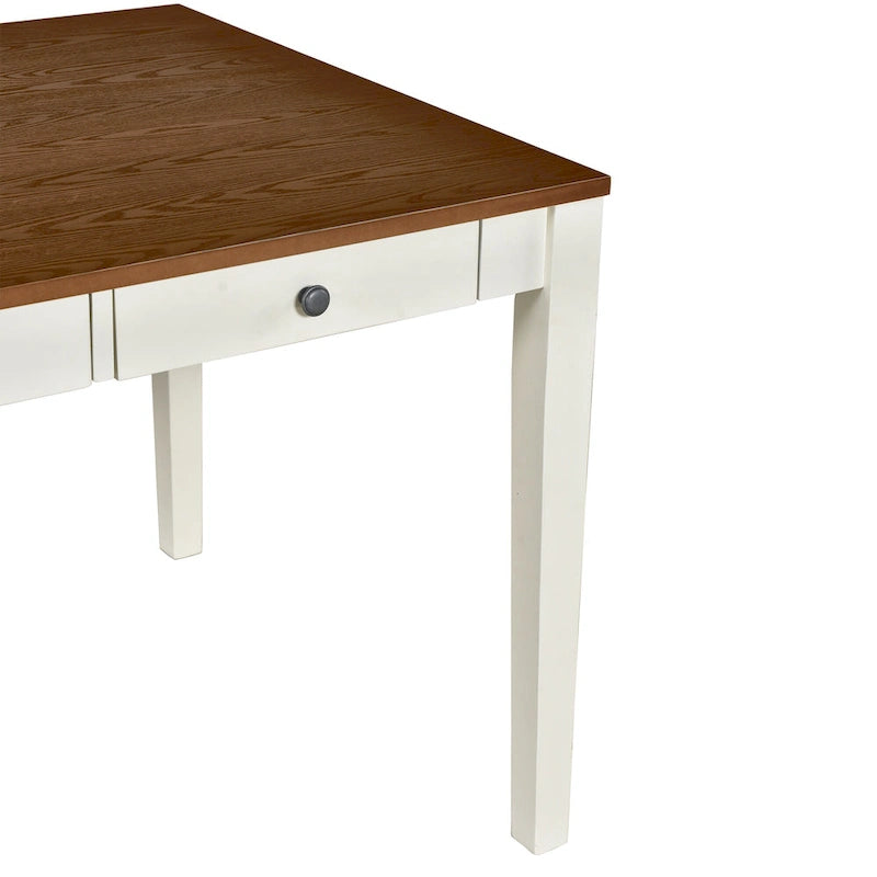 Set da pranzo di 6 pezzi in legno con 4 sedie e panca, tavolo con cassetto