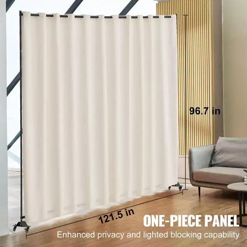 VEVOR Divisorio per Ambienti, Divisorio Portatile con Ruote e Supporto per Tenda, Paravento Autoportante per Ufficio, Beige
