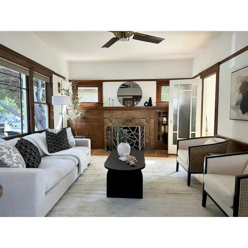 Poltrona d'Appoggio in Lino Tillman con Rattan