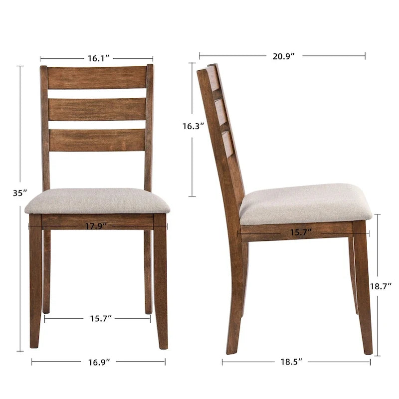 Set di 5 mobili da pranzo in legno massello 47L (1 tavolo + 4 sedie con schienale a doghe)