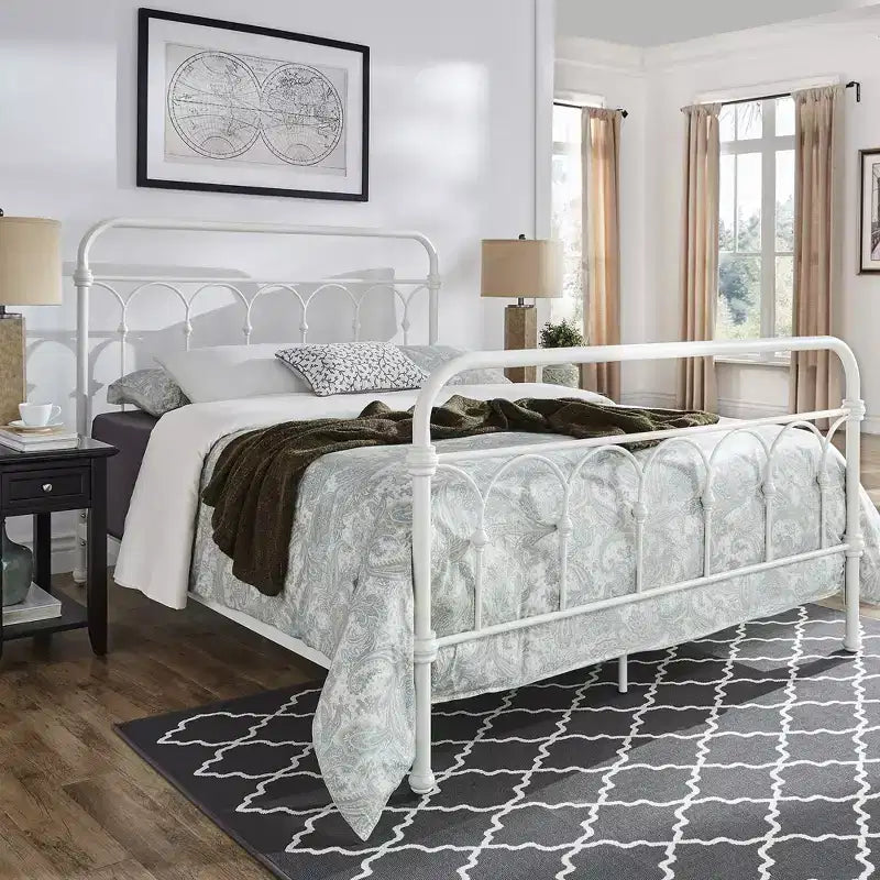 Letto matrimoniale in metallo Caledonia Casted Knot - Bianco antico - iNSPIRE Q